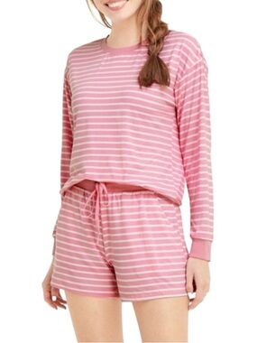 Draper James Women’s Pink and White Stripe Long Sleeve T-Shirt, Size XL